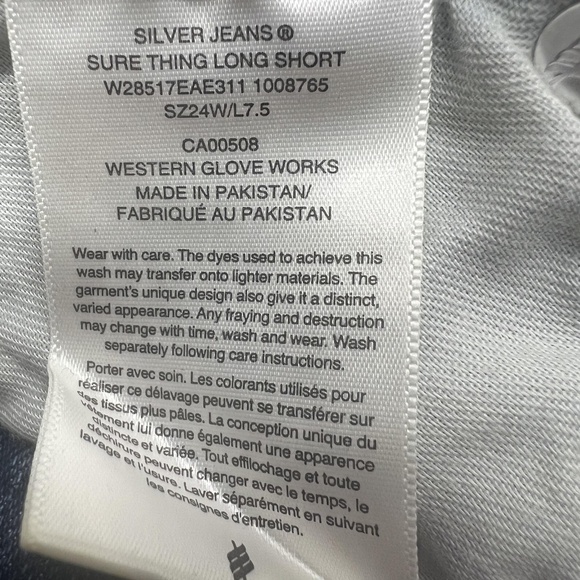 Silver Jeans Co Shorts Womens 22W Blue Sure Thing Long Short High Rise Denim - Picture 6 of 10